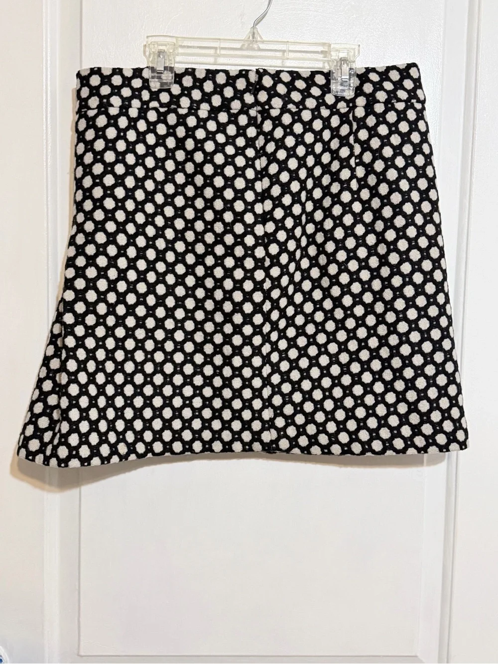 Boden Wool Black and White Mini Skirt with Polka Dot Pattern 14R